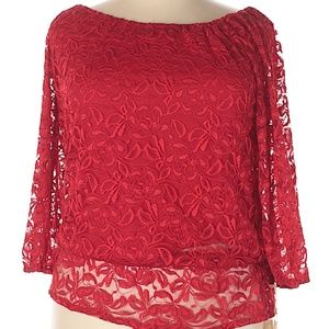 Maria Gabrielle Red Lace 2 Piece Connected Top NWOT sz 2X